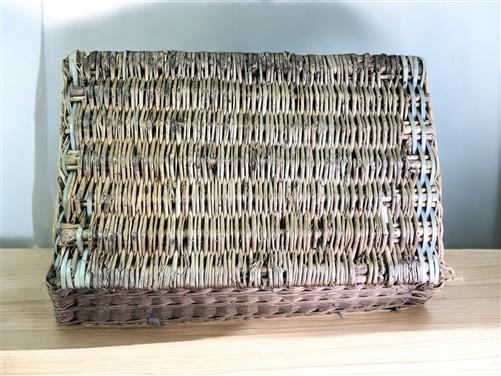 Rectangular Wicker Basket, Vintage German Woven Basket, Storage Organizer C34