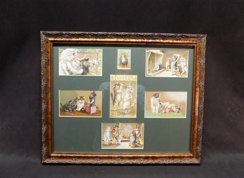 Art & Collectibles > Prints - Vintage Wooden Framed Cat Art, Rectangular Photo Picture Mirror Art Frame H by The Old Grainery