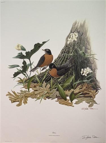 Art & Collectibles > Prints > Lithographs - Richard Sloan, Robin, Signed Print, 28x22, Wade Collection, Plate 9 by The Old...
