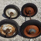4 Vintage Metal Baby Buggy Wheels Pedal Car Garden Cart Pumpkin Wagon A54