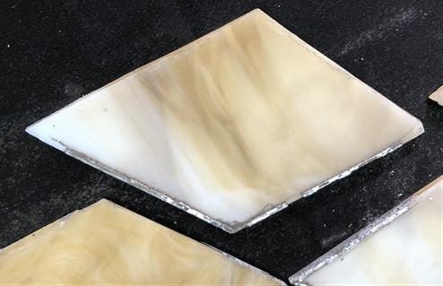 Craft Supplies & Tools > Raw Materials > Glass - 10 Stained Slag Glass Diamond Panes, Reclaimed Church Window Art Glass Pi...