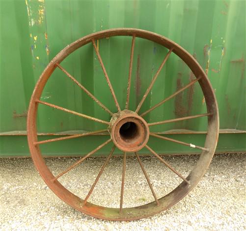 2 Cast Iron Implement Wheels, Wagon Wheel, Tractor Steel Rims, Industrial Age F