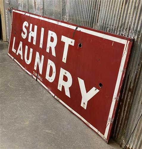 Art & Collectibles > Collectibles > Advertisements - 11' Shirt Laundry Sign, Vintage Tin Sign, Advertising, Laundry, Singl...
