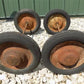 4 Vintage Metal Baby Buggy Wheels Pedal Car Garden Cart Pumpkin Wagon A49