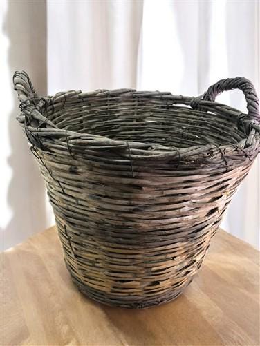 Home & Living > Home Decor > Decorative Storage > Decorative Baskets - Round Wicker Basket, Vintage German Woven Rattan Ba...