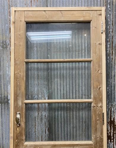 Antique French Single Door (32.5x83) Glass Pane Door with Jamb, Encased Door T40