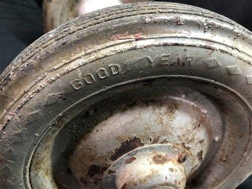 4 Wagon Wheels, Pedal Car, Garden Cart, Pumpkin Wagon, Vintage Goodyear A55
