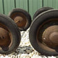 Toys & Games > Toys > Push & Pull Toys > Wagons - 4 Vintage Metal Baby Buggy Wheels Pedal Car Garden Cart Pumpkin Wagon A5...