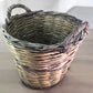 Home & Living > Storage & Organization > Baskets - Round Wicker Basket, Vintage German Woven Rattan Basket, Storage Organi...
