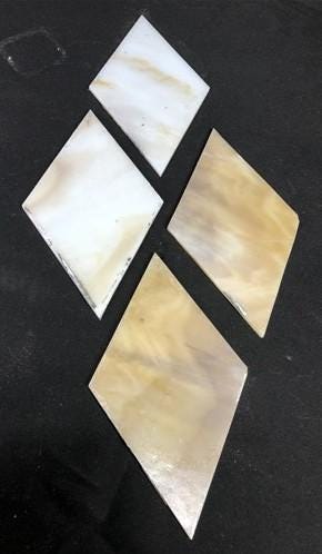10 Stained Slag Glass Diamond Panes, Reclaimed Church Window Art Glass Pieces D