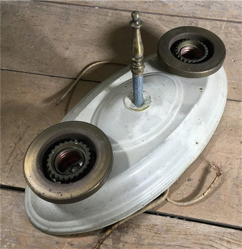 2 Lamp Ceiling Flush Mount Light Fixture, Vintage John Virden Value Lighting
