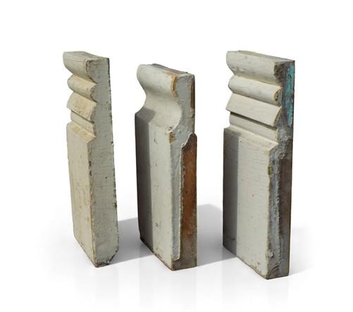 3 Plinth Blocks, Door Trim Molding, Architectural Salvage Antique Wood Trim C16