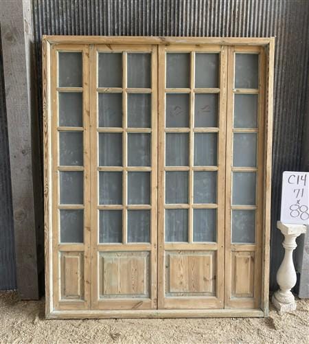 Antique French Double Doors (71x88) Frosted Glass European SideLite Jamb C14