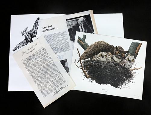 Art & Collectibles > Prints > Lithographs - Richard Sloan, Great Horned Owl, Signed Print, 11x14, Essay, Sketches, Plate 7...