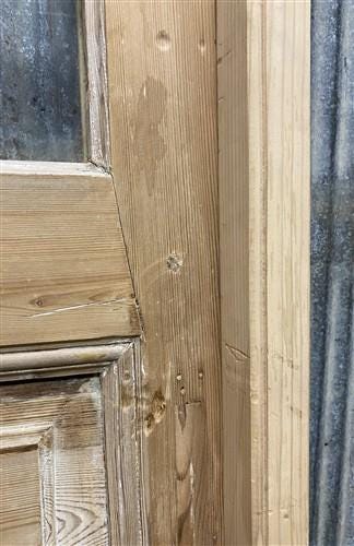 Antique French Single Door (31.5x98) Glass Pane Door with Jamb, Encased Door T55