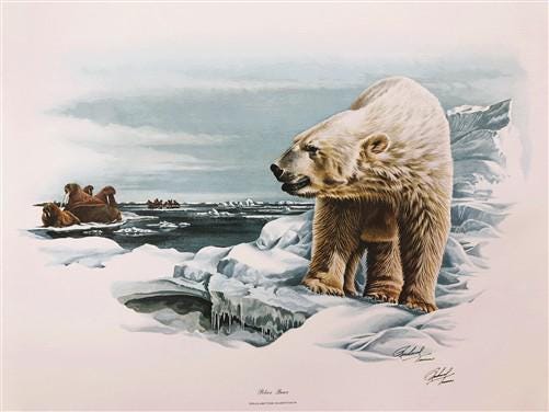 Art & Collectibles > Prints > Lithographs - Richard Timm, Polar Bear, Signed Print, 28x22 Wade Collection, Plate 30 by The...