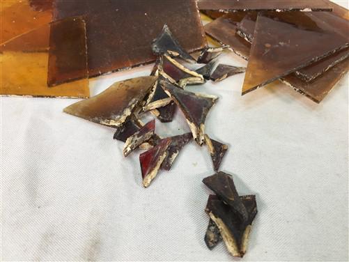 Craft Supplies & Tools > Raw Materials > Glass - Honey Gold Stained Glass Reclaimed Church Window Shards Fragments, Art Gl...