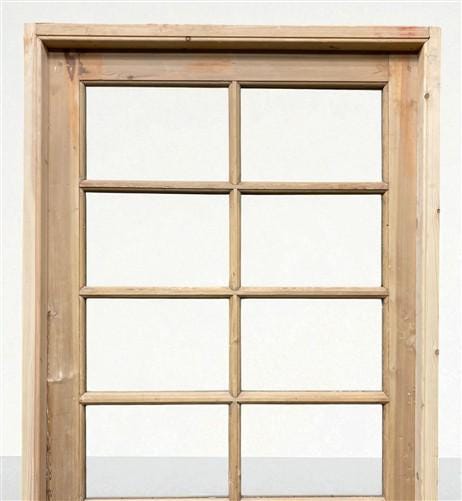 Antique French Single Door (37x86.5) Glass Pane Door with Jamb, Encased Door T35