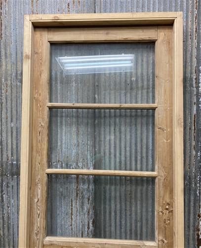 Antique French Single Door (32.5x83) Glass Pane Door with Jamb, Encased Door T40