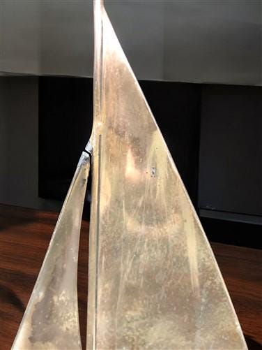 Home & Living > Home Decor > Home Accents > Statues - Sailboat Sculpture, Metal Bookend Paperweight, Nautical Study Librar...