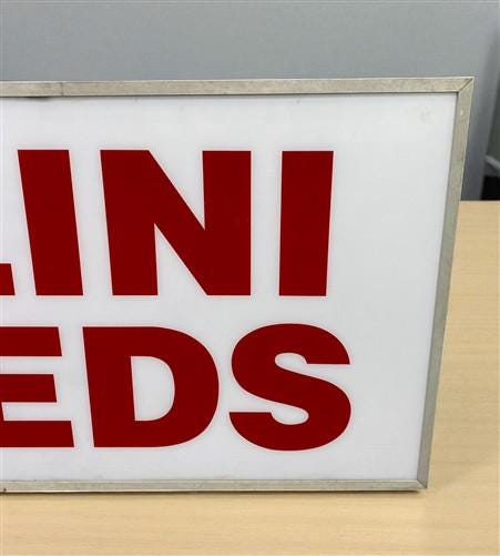 Illini Feeds Sign, Vintage Aluminum Double Sided Sign Livestock Advertising Sign