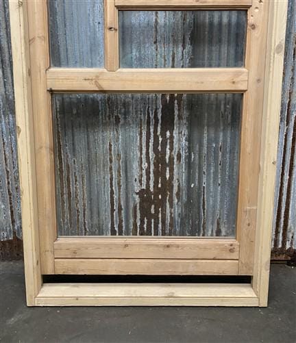 Antique French Single Door (33x81) Glass Pane Door with Jamb, Encased Door T34