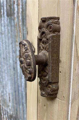 Antique French Single Door (27.25x82) Glass Pane Door with Jamb, Encased Door T6