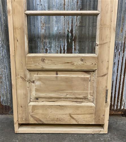 Antique French Single Door (28x86) Glass Pane Door with Jamb, Encased Door T47