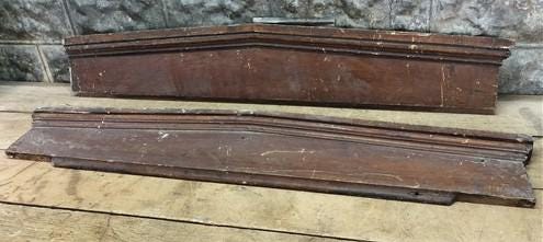 Pair Crown Molding Headers, Trim Door Window Pediment Architectural Salvage B39