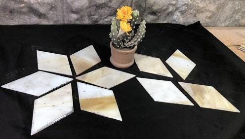 10 Stained Slag Glass Diamond Panes, Reclaimed Church Window Art Glass Pieces C