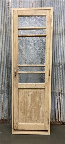 Antique French Single Door(25x83.5) Glass Pane Door with Jamb, Encased Door T22