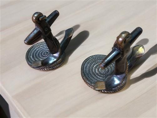 Home & Living > Home Decor > Home Accents > Bookends - Nautical Ship Anchor Rope Bronze Bookends, Vintage Library, Brass D...
