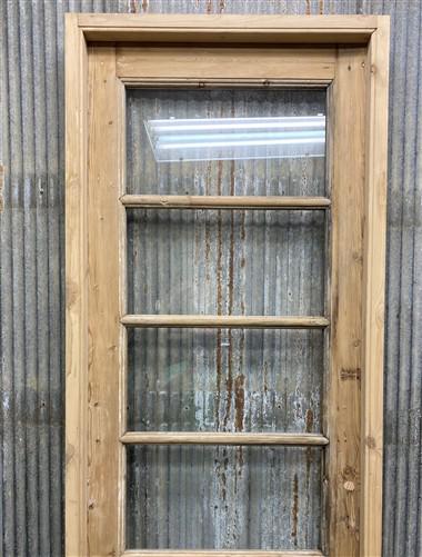 Antique French Single Door (28x86) Glass Pane Door with Jamb, Encased Door T47