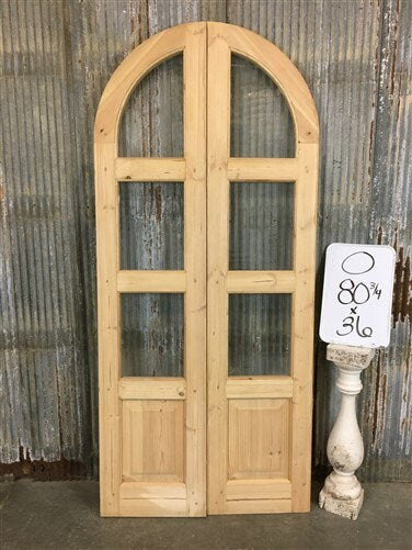 Home & Living > Home Improvement > Doors & Locks > Doors - Arched French Double Doors (36x80.5) 3 Pane Glass European Styl...