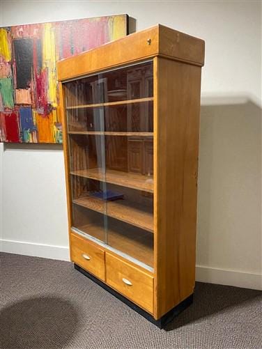 2 Sliding Door Display Cabinet, Vintage Display Case, Curio Cabinet, Showcase, G