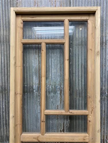 Antique French Single Door (33x81) Glass Pane Door with Jamb, Encased Door T34