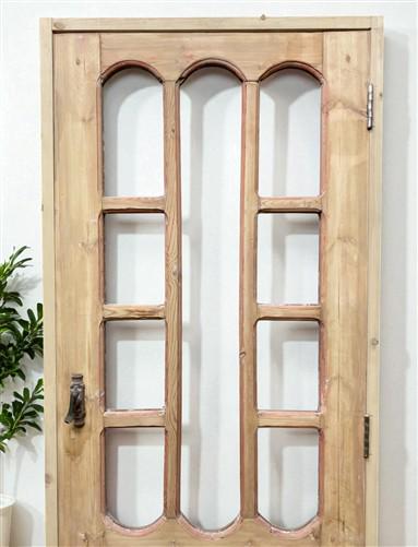 Antique French Single Door (31x78.5) Glass Pane Door with Jamb, Encased Door T41