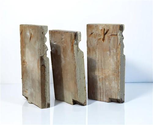3 Plinth Blocks, Door Trim Molding, Architectural Salvage Antique Wood Trim C16