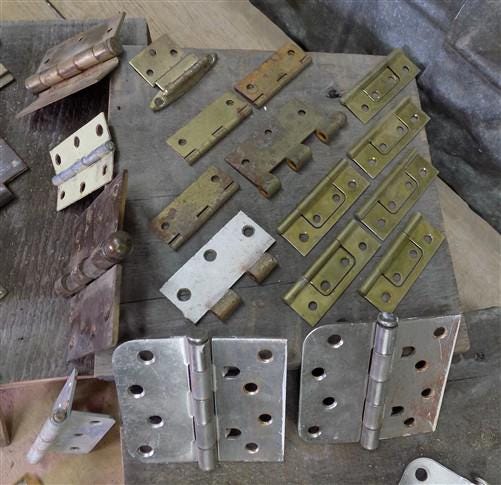 Home & Living > Home Improvement > Hinges - Hinges Door Cabinet Vintage Architectural Salvage Reclaimed Hardware Lot R by...