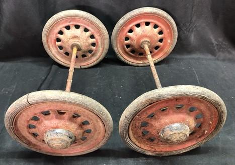 4 Wagon Wheels, Pedal Car, Garden Cart, Pumpkin Wagon, Vintage Goodyear A56