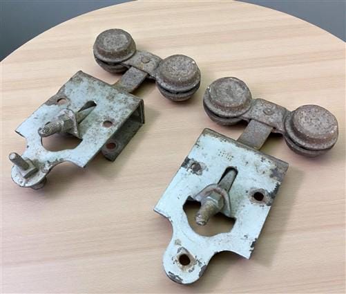 Home & Living > Home Improvement > Hardware - Vintage Pocket Door Hardware, Barn Door Rolling Architectural Salvage A10 by...