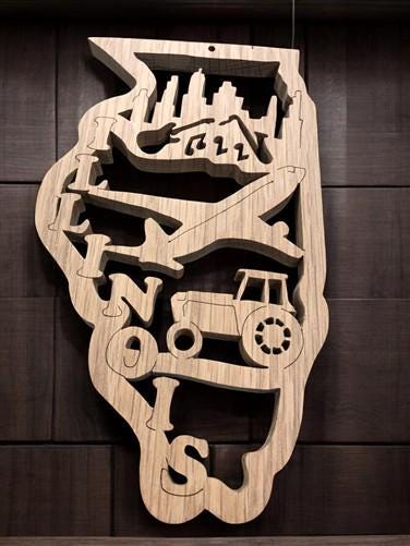 Home & Living > Home Decor > Wall Decor > Wall Hangings - Illinois Carved Wood Wall Decor, Chicago Music Plane Farm Tracto...