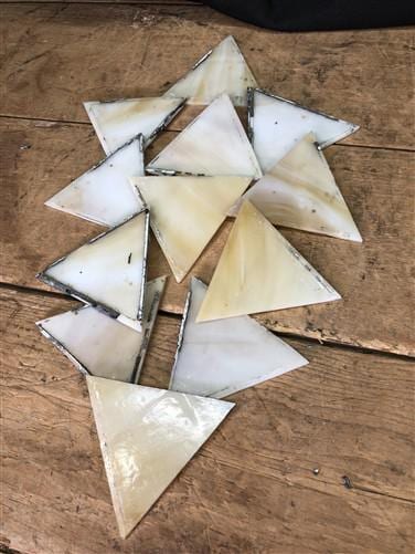 Craft Supplies & Tools > Raw Materials > Glass - Stained Slag Glass Triangle Panes, Reclaimed Church Window Art Glass Piec...
