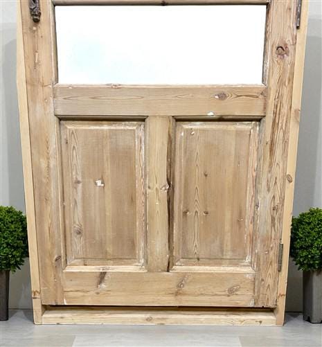 Antique French Single Door (35.5x82) Glass Pane Door with Jamb, Encased Door T25