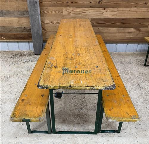 Vintage German Oktoberfest, Beer Garden Table and Benches, Picnic Table, Y29