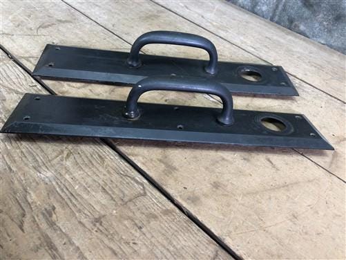 Home & Living > Home Improvement > Hardware - Door Handle Pull Plates, Vintage Black Matte Escutcheon Plate, Mortise Trim...