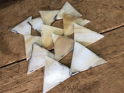 Craft Supplies & Tools > Raw Materials > Glass - Stained Slag Glass Triangle Panes, Reclaimed Church Window Art Glass Piec...