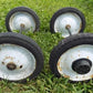 4 Vintage Metal Baby Buggy Wheels Pedal Car Garden Cart Pumpkin Wagon A47