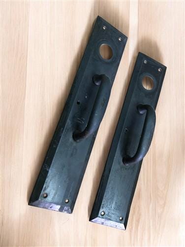Home & Living > Home Improvement > Hardware - Door Handle Pull Plates, Vintage Black Matte Escutcheon Plate, Mortise Trim...