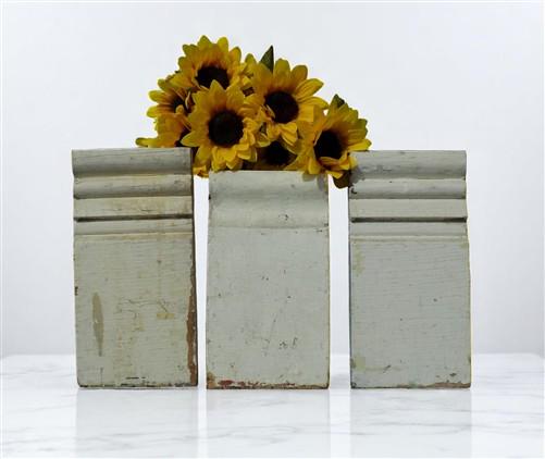 3 Plinth Blocks, Door Trim Molding, Architectural Salvage Antique Wood Trim C16